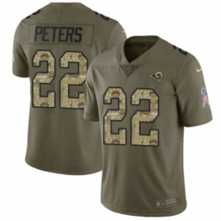 Men Nike Los Angeles Rams 22 Marcus Peters Limited OliveCamo 2017 Salute to Service NFL Jersey