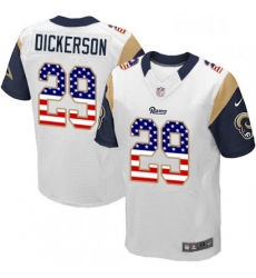 Men Nike Los Angeles Rams 29 Eric Dickerson Elite White Road USA Flag Fashion NFL Jersey
