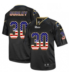Men Nike Los Angeles Rams 30 Todd Gurley Elite Black USA Flag Fashion NFL Jersey