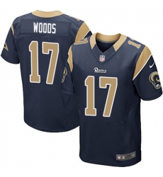 Men Nike Rams #17 Robert Woods Navy Blue Team Color Stitched NFL Elite Jersey