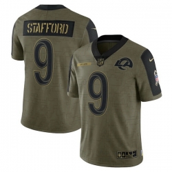 Men's Los Angeles Rams Matthew Stafford Nike Olive 2021 Salute To Service Limited Player Jersey