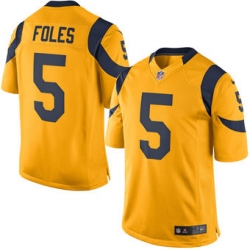 Mens Los Angeles Rams Nick Foles Nike Gold Color Rush Limited Jersey