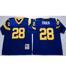 Mitchell And Ness Rams #28 marshall faulk Blue Throwback Stitched NFL Jersey
