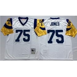 Mitchell&Ness Rams 75 Deacon Jones White Throwback Stitched NFL Jersey
