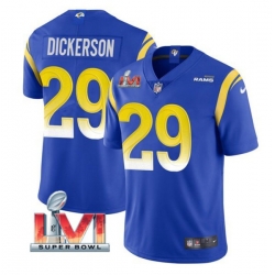 Nike Los Angeles Rams 29 Eric Dickerson Royal 2022 Super Bowl LVI Vapor Limited Jersey