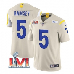 Nike Los Angeles Rams 5 Jalen Ramsey Bone 2022 Super Bowl LVI Vapor Limited Jersey