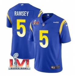 Nike Los Angeles Rams 5 Jalen Ramsey Royal 2022 Super Bowl LVI Vapor Limited Jersey