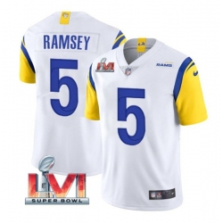 Nike Los Angeles Rams 5 Jalen Ramsey White 2022 Super Bowl LVI Vapor Limited Jersey