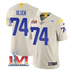 Nike Los Angeles Rams 74 Merlin Olsen Bone 2022 Super Bowl LVI Vapor Limited Jersey