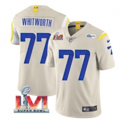 Nike Los Angeles Rams 77 Andrew Whitworth Bone 2022 Super Bowl LVI Vapor Limited Jersey