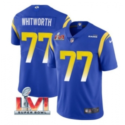 Nike Los Angeles Rams 77 Andrew Whitworth Royal 2022 Super Bowl LVI Vapor Limited Jersey