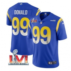 Nike Los Angeles Rams 99 Aaron Donald Royal 2022 Super Bowl LVI Vapor Limited Jersey