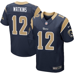 Nike Rams #12 Sammy Watkins Navy Blue Team Color Mens Stitched NFL Elite Jersey