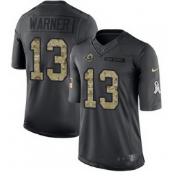 Nike Rams #13 Kurt Warner Black Mens Stitched NFL Limited 2016 Salute to Service Jersey