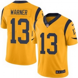 Nike Rams #13 Kurt Warner Gold Mens Stitched NFL Limited Rush Jersey