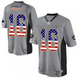 Nike Rams #16 Jared Goff Grey Mens Stitched NFL Elite USA Flag Fashion Jersey