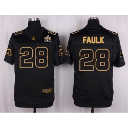 Nike Rams #28 Marshall Faulk Black Mens Stitched NFL Elite Pro Line Gold Collection Jersey