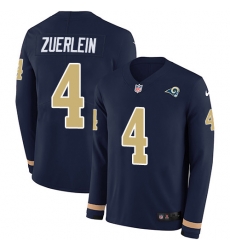 Nike Rams 4 Greg Zuerlein Navy Blue Team Color Men s Stitched NFL Limited Therma Long Sleeve Jersey