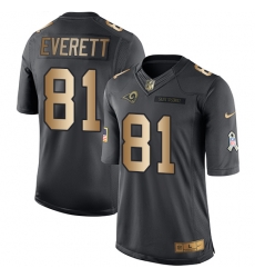 Nike Rams #81 Gerald Everett Black Mens Stitched NFL Limited Gold Salute To Service Jersey