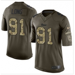 Nike St  Louis Rams #91 Chris Long Green Men 27s Stitched NFL Limited Salute to Service Jersey