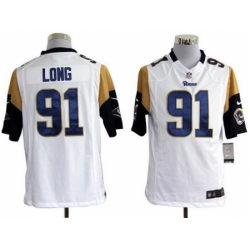 Nike St. Louis Rams 91 Chris Long White Game NFL Jersey