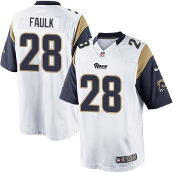 Nike White Mens NFL #28 St. Louis Rams Marshall Faulk Elite Home Jersey