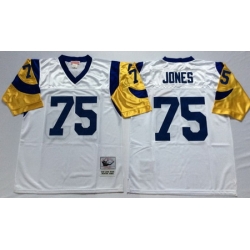 Rams 75 Deacon Jones White Throwback Jersey