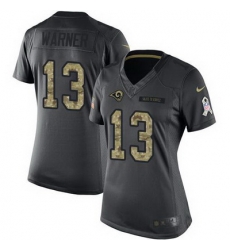 Nike Rams #13 Kurt Warner Black Womens Stitched NFL Limited 2016 Salute to Service Jersey
