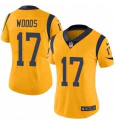Nike Rams #17 Robert Woods Gold Womens Stitched NFL Limited Rush Jersey