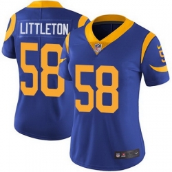 Nike Rams 58 Cory Littleton Royal Blue Alternate Womens Stitched NFL Vapor Untouchable Limited Jersey