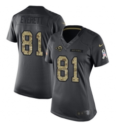 Nike Rams #81 Gerald Everett Black Womens Stitched NFL Limited 2016 Salute to Service Jersey