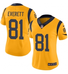 Nike Rams #81 Gerald Everett Gold Womens Stitched NFL Limited Rush Jersey