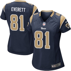Nike Rams #81 Gerald Everett Navy Blue Team Color Womens Stitched NFL Elite Jersey