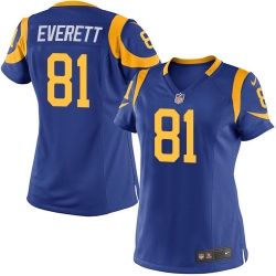 Nike Rams #81 Gerald Everett Royal Blue Alternate Womens Stitched NFL Elite Jersey