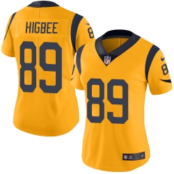 Nike Rams #89 Tyler Higbee Gold Womens Stitched NFL Limited Rush Jersey