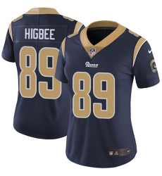 Nike Rams #89 Tyler Higbee Navy Blue Team Color Womens Stitched NFL Vapor Untouchable Limited Jersey