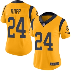 Rams 24 Taylor Rapp Gold Women Stitched Football Limited Rush Jersey