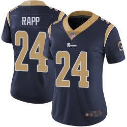 Rams 24 Taylor Rapp Navy Blue Team Color Women Stitched Football Vapor Untouchable Limited Jersey