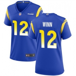Women Los Angeles Rams 12 Dresser Winn Blue Stitched Game Jersey 28Run Small 29