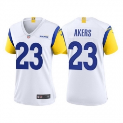 Women Los Angeles Rams 23 Cam Akers White Vapor Untouchable Limited Stitched Jersey