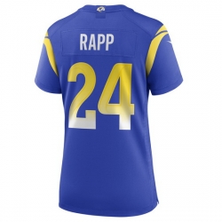 Women Los Angeles Rams #24 Taylor Rapp Blue Bone Stitched Football Limited Jersey