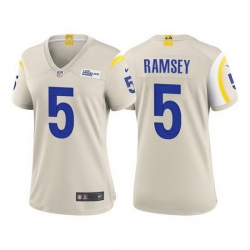 Women Los Angeles Rams #5 Jalen Ramsey Bone Stitched Football Limited Jersey