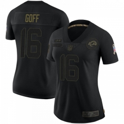 Women Los Angeles Rams Jared Goff Black 2020 Salute To Service Limited Jersey