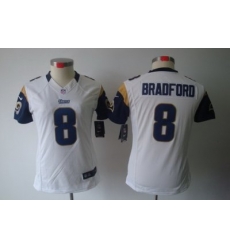 Women Nike St. Louis Rams 8# Sam Bradford White Color[NIKE LIMITED Jersey]