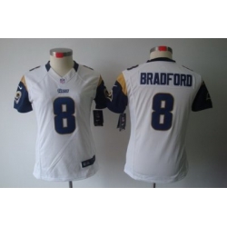 Women Nike St. Louis Rams 8# Sam Bradford White Color[NIKE LIMITED Jersey]