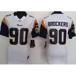 Women Nike St. Louis Rams #90 Brockers White Nike NFL Jersey