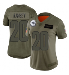Women Rams 20 Jalen Ramsey Camo Stitched Football Limited 2019 Salute to Service Jersey