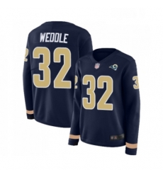 Womens Los Angeles Rams 32 Eric Weddle Limited Navy Blue Therma Long Sleeve Football Jersey