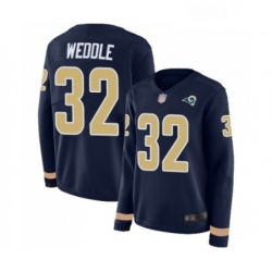 Womens Los Angeles Rams 32 Eric Weddle Limited Navy Blue Therma Long Sleeve Football Jersey