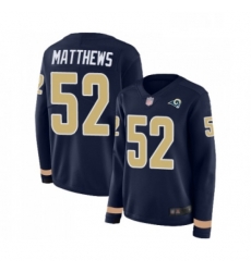 Womens Los Angeles Rams 52 Clay Matthews Limited Navy Blue Therma Long Sleeve Football Jersey
